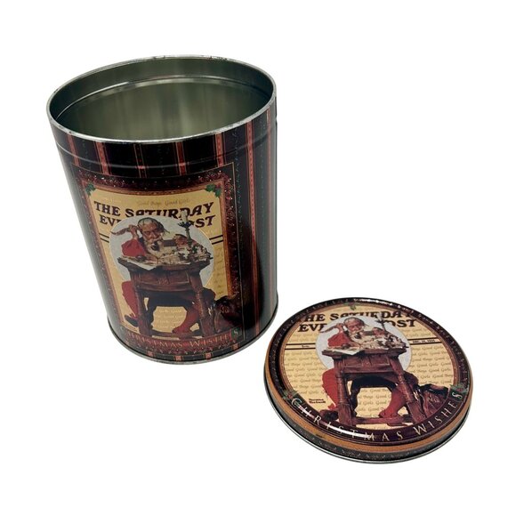 Vintage Norman Rockwell's Saturday Evening Post with Santa Christmas Wishes Tin‎ - Picture 3 of 8